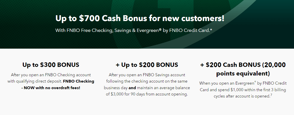 FNBO Checking Savings Account Bonus