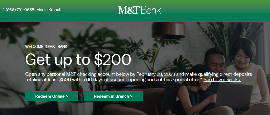 M&T Bank Checking Account Bonus