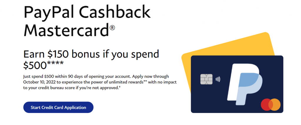 PayPal Cashback Card 150 Bonus
